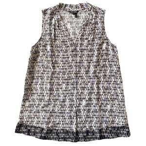 NWT NIC+ZOE Black and White “Safety Pin” Sleeveless Blouse